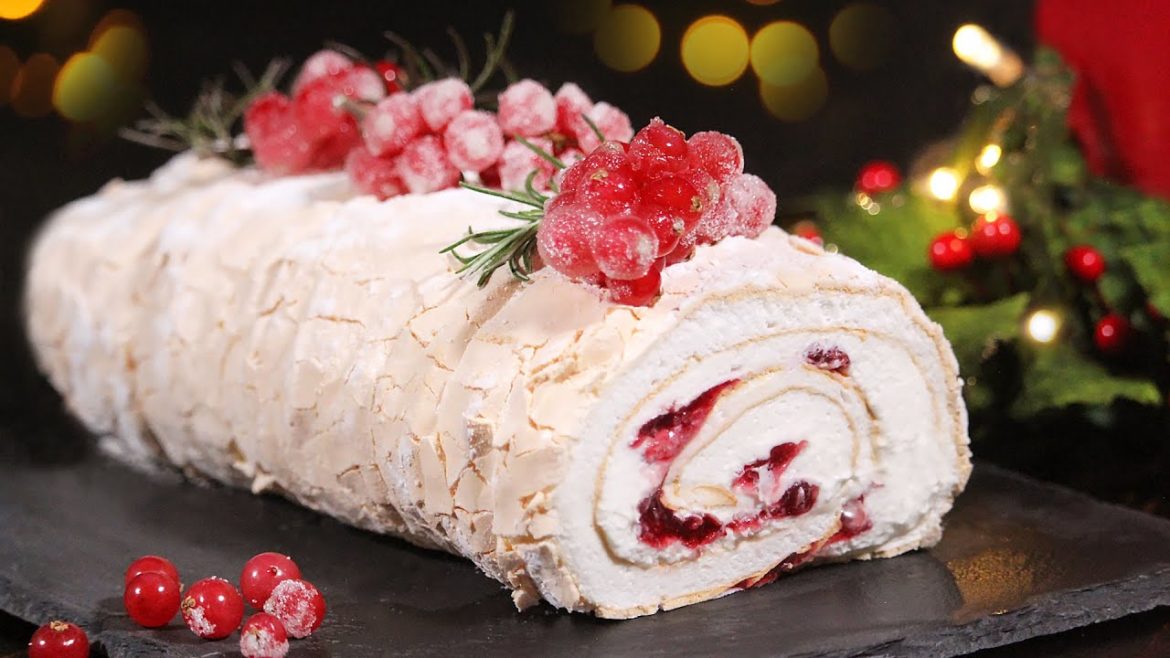 Christmas Meringue Buche de Noel Roll